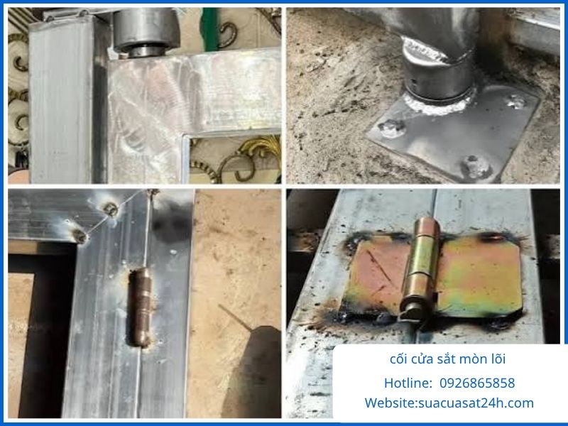 Hình ảnh cối cửa sắt mòn lõi gây xệ cánh cạ sàn nhà