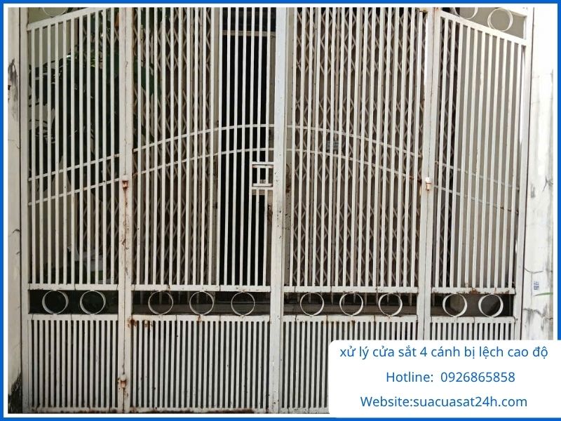 Xử lý cửa sắt 4 cánh bị lệch cao độ không sập chốt